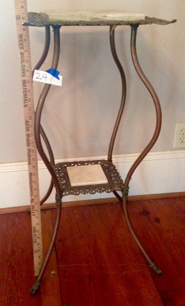 Brass Pedestal Fern Stand - Marble Top, , Tables, Deep South Antiques Deep South Antiques