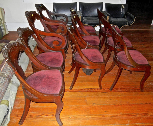 Set of 10 Seignouret Chairs and Mahogany Table - American