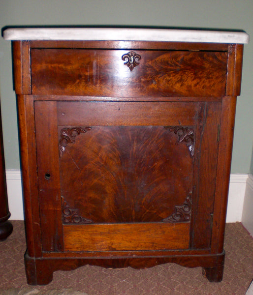 Victorian Walnut Marble Top Cupboard Washstand circa 1880's