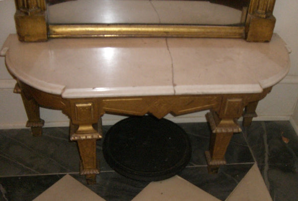 Eastlake Stand American Aesthetic Gilt Marble Top Console, , Tables, Deep South Antiques Deep South Antiques