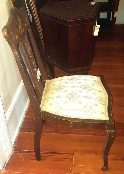 Antique Wood Chair With Hand-Painted Cupid Motif, , , Deep South Antiques Deep South Antiques