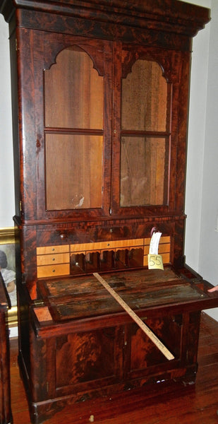 Handsome Antique Flame Mahogany Secretary - 19th Century