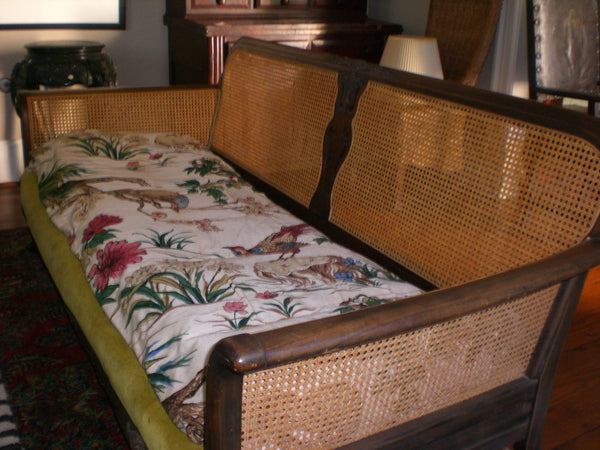 Woven Wicker Caned Sofa in French Provincial style