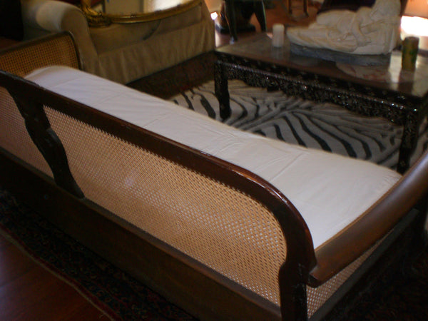Woven Wicker Caned Sofa in French Provincial style