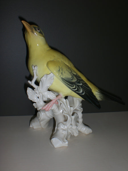 Pair of Yellow Porcelain Orioles Bird Figurines by Karl Ens