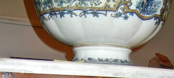 19th Century Large Ironstone Furnivals English Center Pedestal Punch Bowl, , Ceramics, Deep South Antiques Deep South Antiques