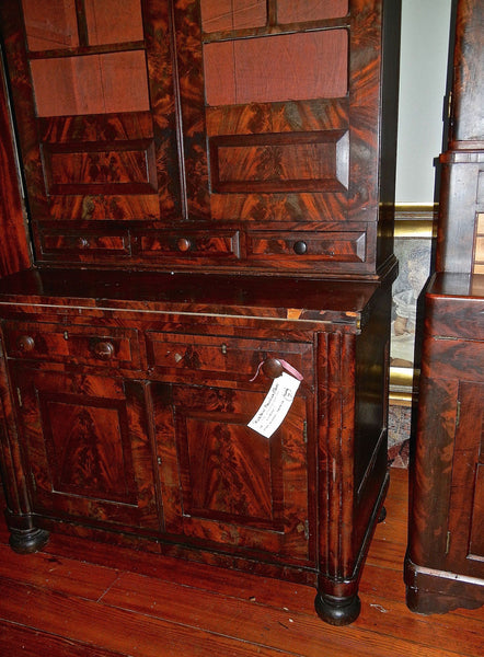 Handsome Antique Flame Mahogany Secretary - 19th Century, , Cabinets, Deep South Antiques