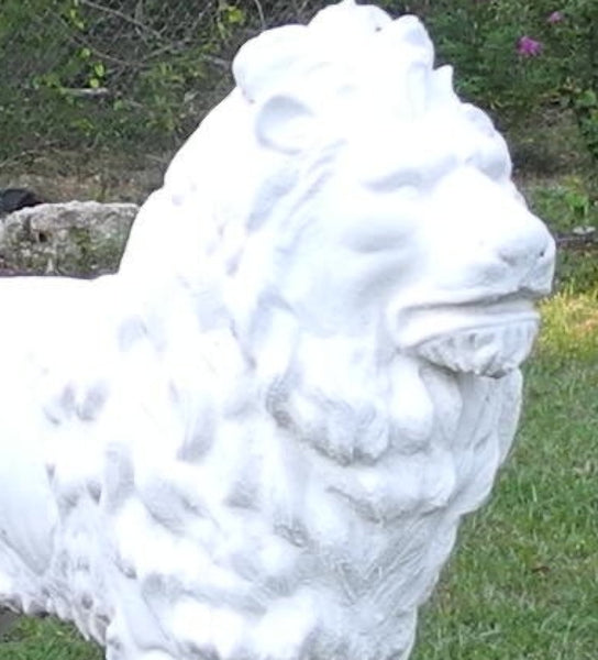 Magnificent Pair of Antique Life- Size Lion Statues in Cast Iron, , Statues, Deep South Antiques