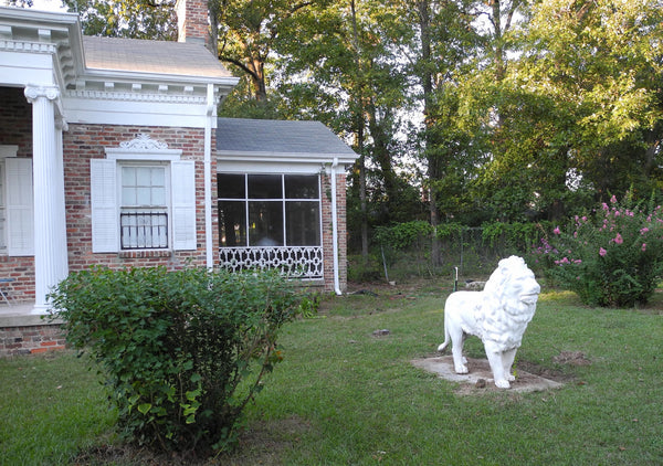 Magnificent Pair of Antique Life- Size Lion Statues in Cast Iron, , Statues, Deep South Antiques