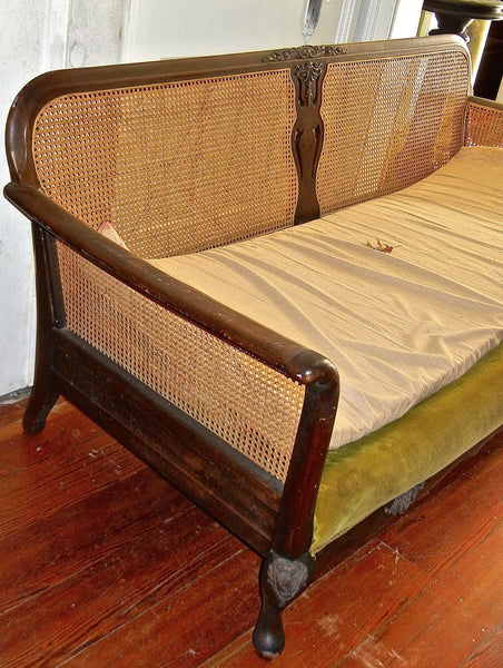 Woven Wicker Caned Sofa in French Provincial style, , , Deep South Antiques