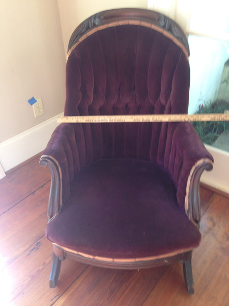 Purple Velvet Sleepy Hollow Walnut Platform Rocking Chair