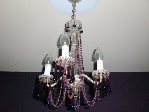 Crystal Chandelier - Amethyst Prisms / Drop Prisms, , Lighting, Deep South Antiques Deep South Antiques