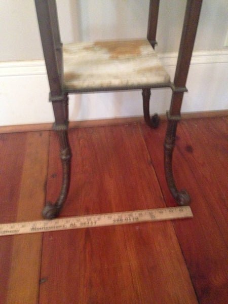 Brass Pedestal Straight Legged Fern Stand - Marble Top, , Tables, Deep South Antiques Deep South Antiques