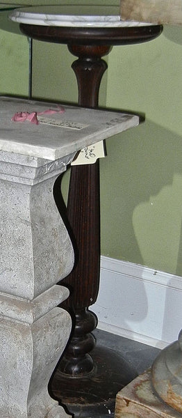Antique Turned Victorian White Marble Top Wood Pedestal, , Tables, Deep South Antiques Deep South Antiques