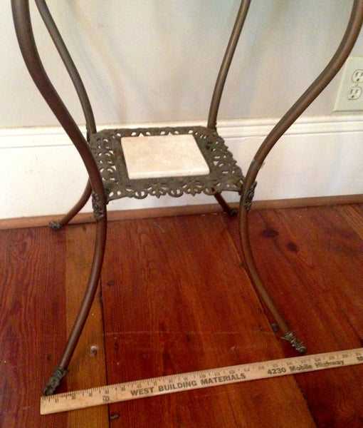 Brass Pedestal Fern Stand - Marble Top, , Tables, Deep South Antiques Deep South Antiques