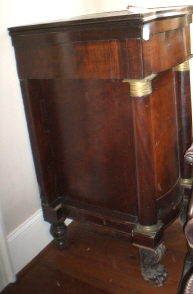 Mahogany Side Liquor Cabinet with Dore Bronze accents and Veneered Columns